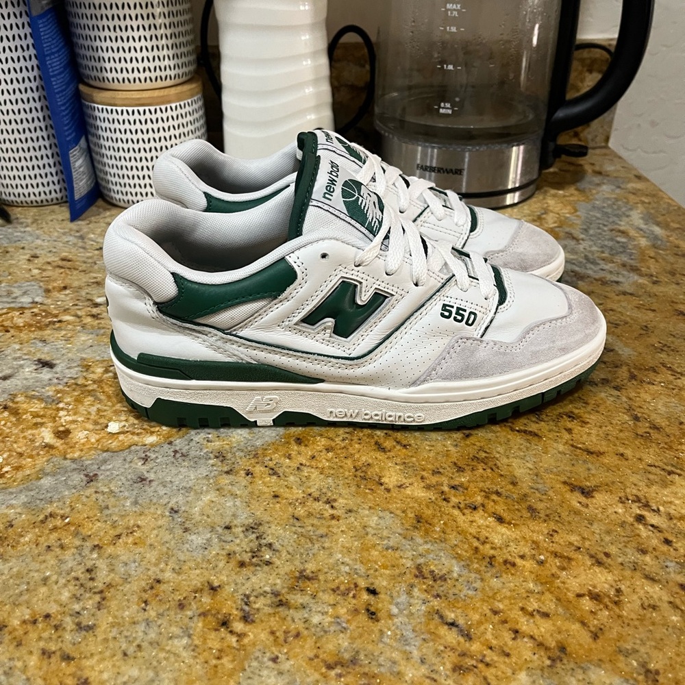 New Balance 550 White and Green Men's Shoes